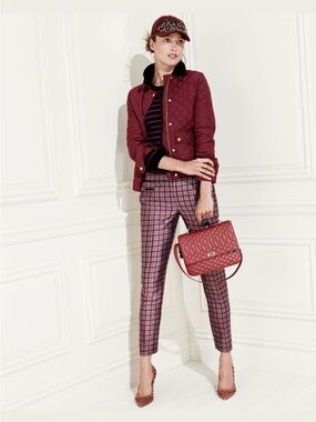 Super Rare! J.Crew Collection silk Moroccan windowpane tapered ankle pant Sz 2